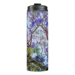 Garrafa Térmica Pintura De Óleo De Árvore Roxo Jacaranda,