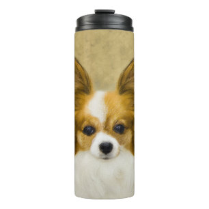 Garrafa Térmica Pintura de Papillon (Hound Tri) - Arte de Cão Ori