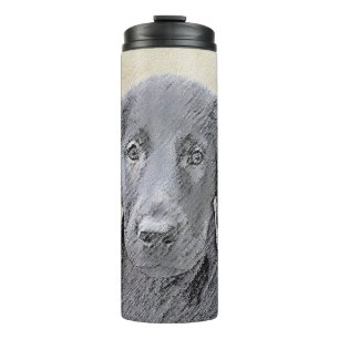 Garrafa Térmica Pintura De Retriever Revestida Plana - Arte De Cã