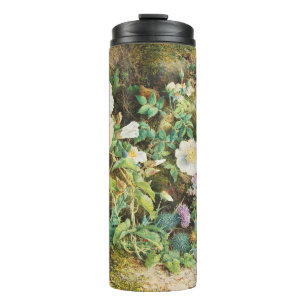 Garrafa Térmica Pintura floral de petúnias vintage bonitas