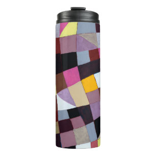 Garrafa Térmica Pintura irregular, com violetas e amarelo