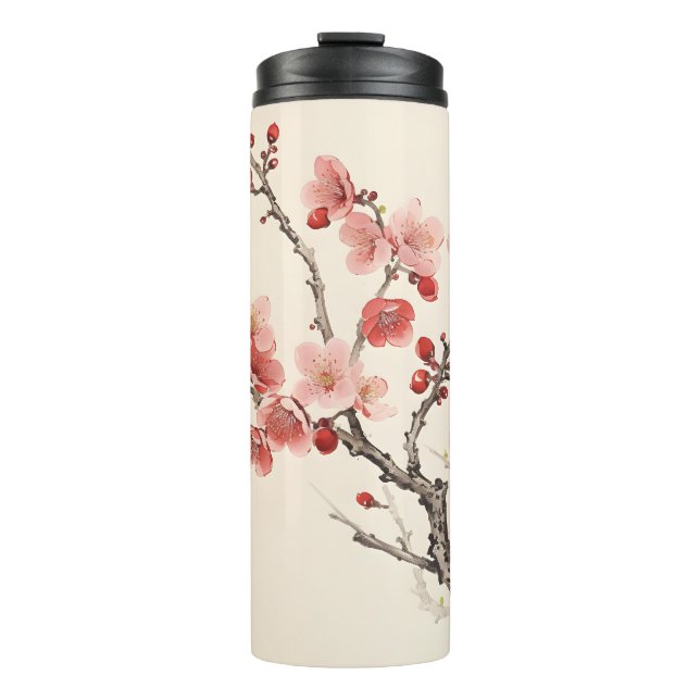Garrafa Térmica Pintura tradicional Sakura sangrando (Frente)