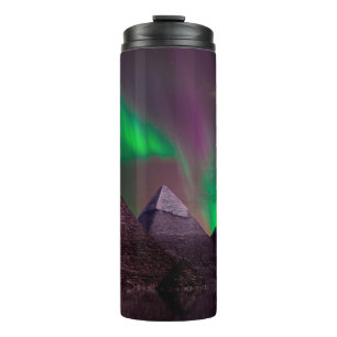 Garrafa Térmica pirâmide fantasiosa aurora espacial mística