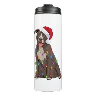 Garrafa Térmica Pittie Pitbull Natal Luzes Xmas Cachorro Lover
