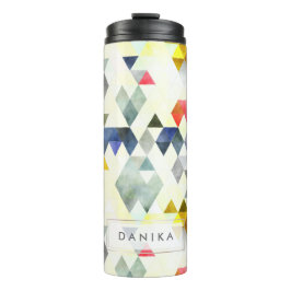 Garrafa Térmica PixDezines Boho Watercolor Geométrico/Triângulos