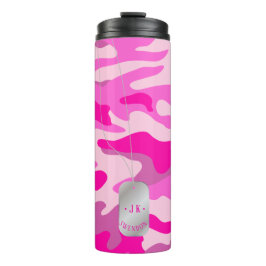 Garrafa Térmica PixDezines Camuflagem Rosa Sassy Monograma