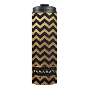 Garrafa Térmica PixDezines Chevron/ouro metálico do falso
