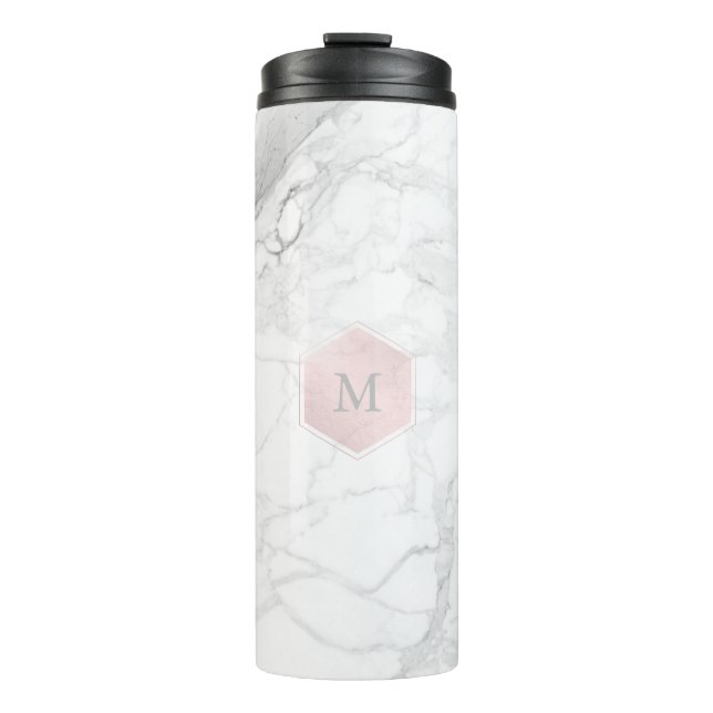 Garrafa Térmica PixDezines MONOGRAM MARBLE+BLUSH HONEYCOMB (Frente)