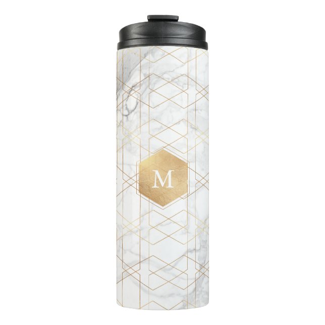 Garrafa Térmica PixDezines MONOGRAM MARBLE+HONEYCOMB (Frente)