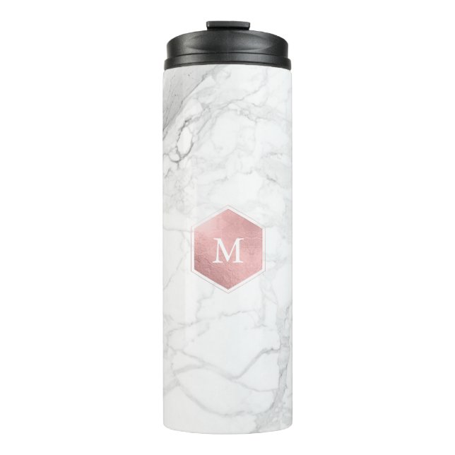 Garrafa Térmica PixDezines MONOGRAM MARBLE+ROSA DOURADO (Frente)