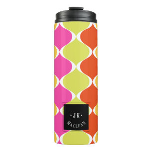 Garrafa Térmica PixDezines Retro Mod Ogee, Cor de Rosa Verde