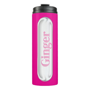 Garrafa Térmica Placa de Nome Personalizada em Vidro Falso Rosa
