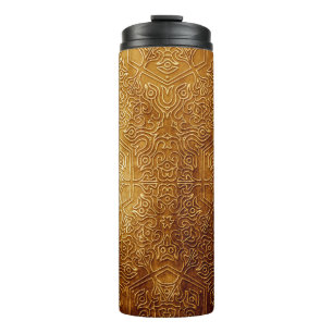 Garrafa Térmica Placa metálica Dourada do Ornamentado clássico