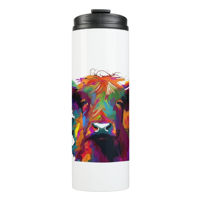 Garrafa Térmica planalto Vaca, vaca, vaca em terras altas, lindas  (Frente)