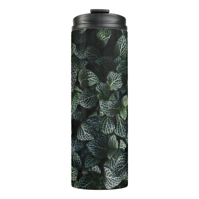 GARRAFA TÉRMICA PLANTA DE FOLHAS VERDE E BRANCA (Frente)