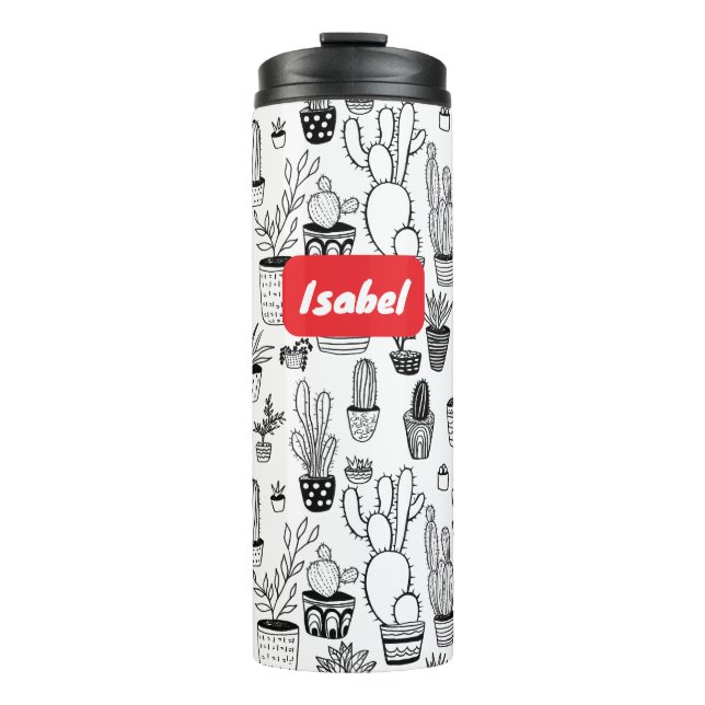 Garrafa Térmica Plantas de Cacto em Vasos Padrão Fofo Presente PER (Frente)