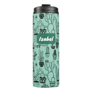 Garrafa Térmica Plantas de Cacto em Vasos Padrão Fofo Presente PER