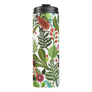 Garrafa Térmica Plantas decorativas e insetos: Design sem costura.