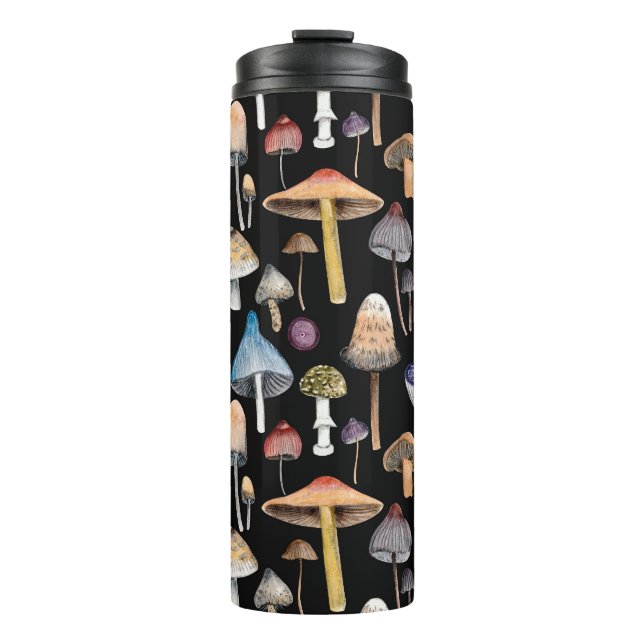 Garrafa Térmica Plantas florestais: cogumelos aquosos, folhas (Frente)
