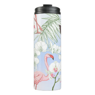 Garrafa Térmica Plantas tropicais e flores. Padrão sem costura, b