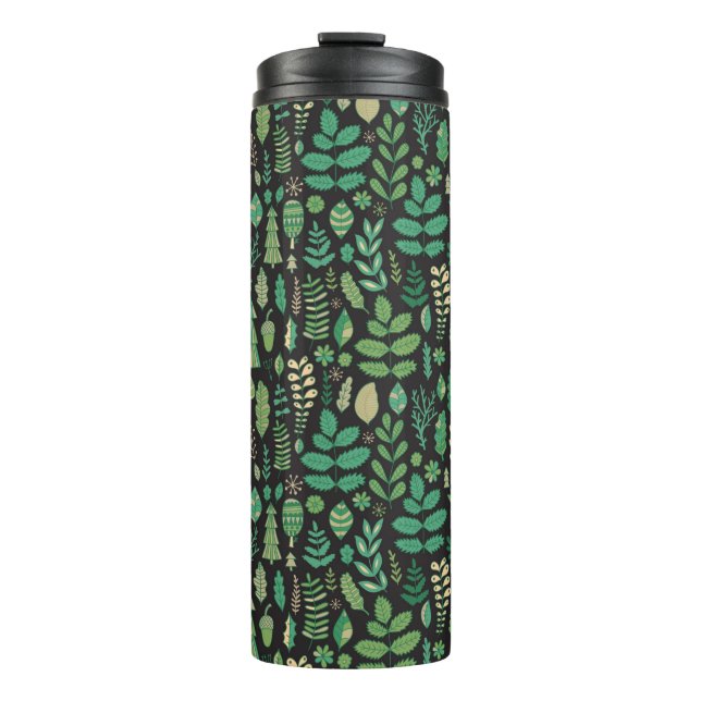 Garrafa Térmica Plantas verdes padrão uniforme (Frente)