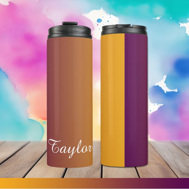 Garrafa Térmica Plum Sunset - Nome Personalizável Tumbler Térmico (Criador carregado)