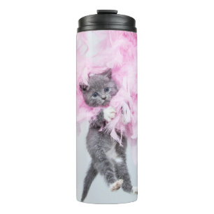Garrafa Térmica Pluma cor de rosa de gato