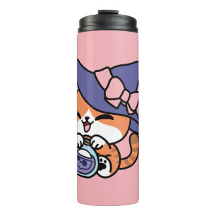Garrafa Térmica Poção de Bruxa Gata Xadrez – Design de Gato de Hal