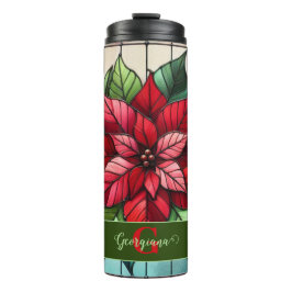 Garrafa Térmica Poinsettia De Vidro Festivo Personalizado