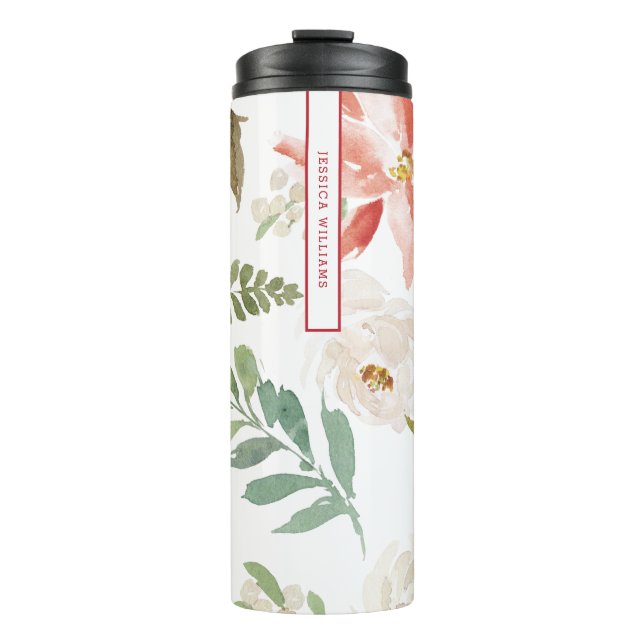 Garrafa Térmica Poinsettia Floral Thermal Tumbler (Frente)