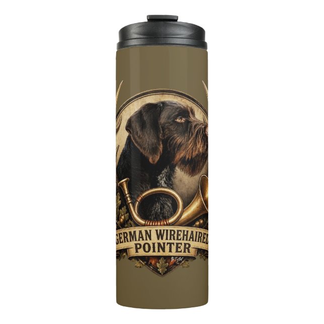 Garrafa Térmica Pointer Alemão de Pelo Cabeludo (Frente)