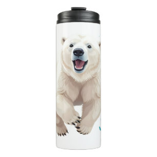 Garrafa Térmica Polar Bear Feliz Brincadeira Brincadeira Jumping A