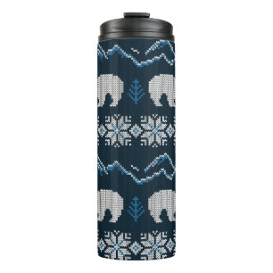 Garrafa Térmica Polar Bears Knted Winter Patterno