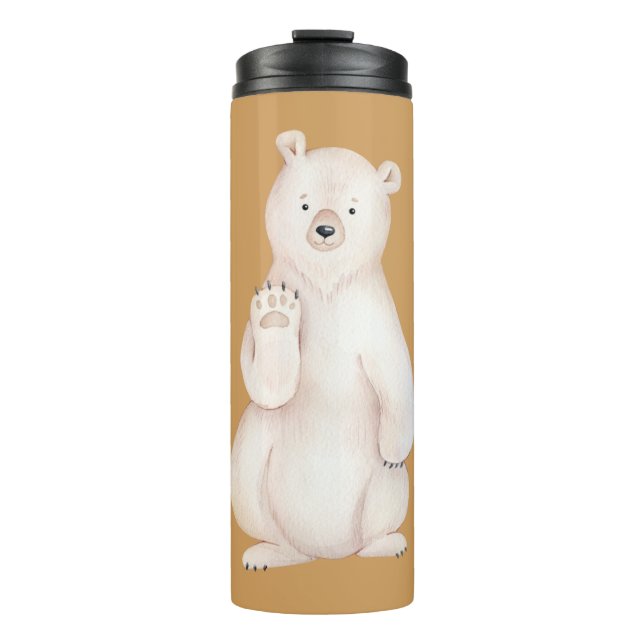 Garrafa Térmica Polar Winter Bear Watercolor para Crianças (Frente)