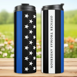 Garrafa Térmica Policial Personalizado de Linha Azul Moderno 