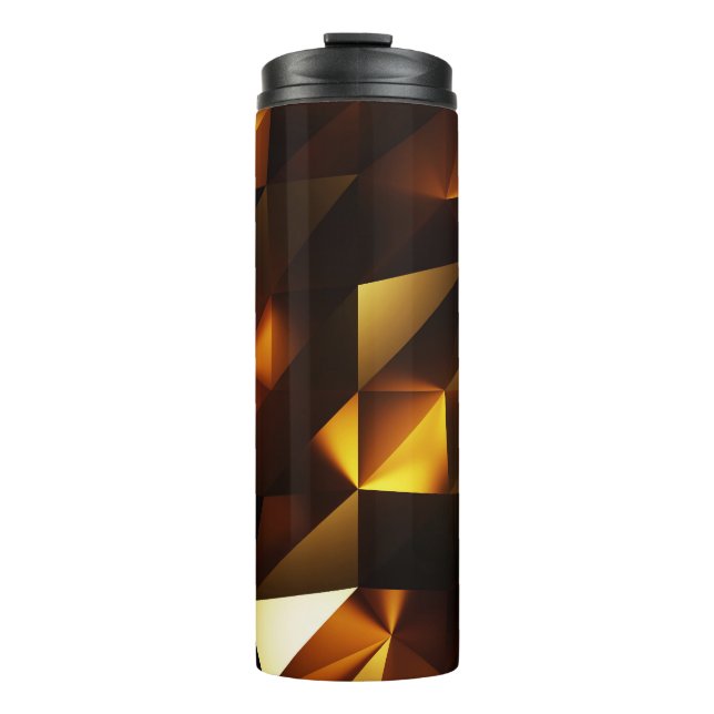 Garrafa Térmica Polígono Dourado: renderização de Abstrato 3D (Frente)