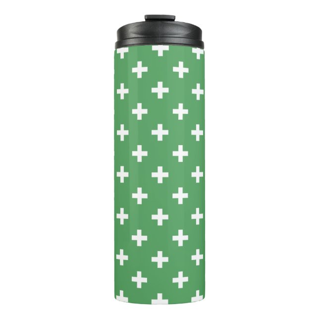 Garrafa Térmica Polka branca cruza a verde (Frente)