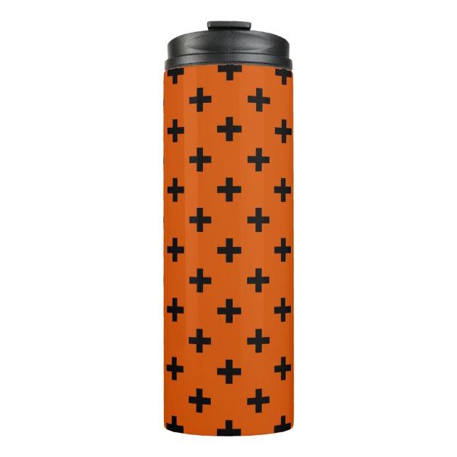 Garrafa Térmica Polka negra cruza a laranja (Frente)