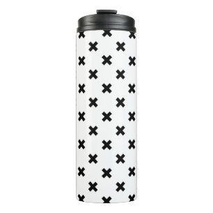 Garrafa Térmica Polka preto cruza em branco