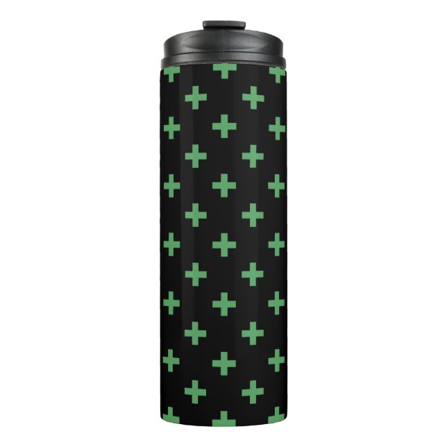 Garrafa Térmica Polka verde cruza a preto (Frente)