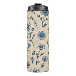 Garrafa Térmica Ponha o Sangue, Tumbler Térmico Floral Azul