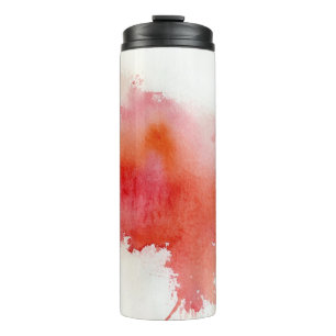 Garrafa Térmica Ponto vermelho, pintado mão abstrato da aguarela