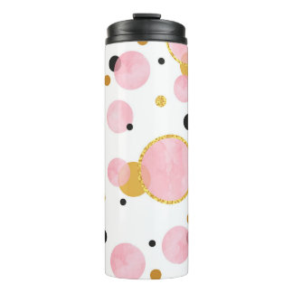Garrafa Térmica Pontos cor-de-rosa, Vintage geométrica.