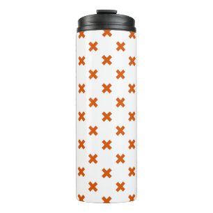 Garrafa Térmica Pontos de cruz laranja em branco