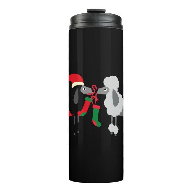 Garrafa Térmica Poodles de Natal Cães de Natal Poodle (Frente)