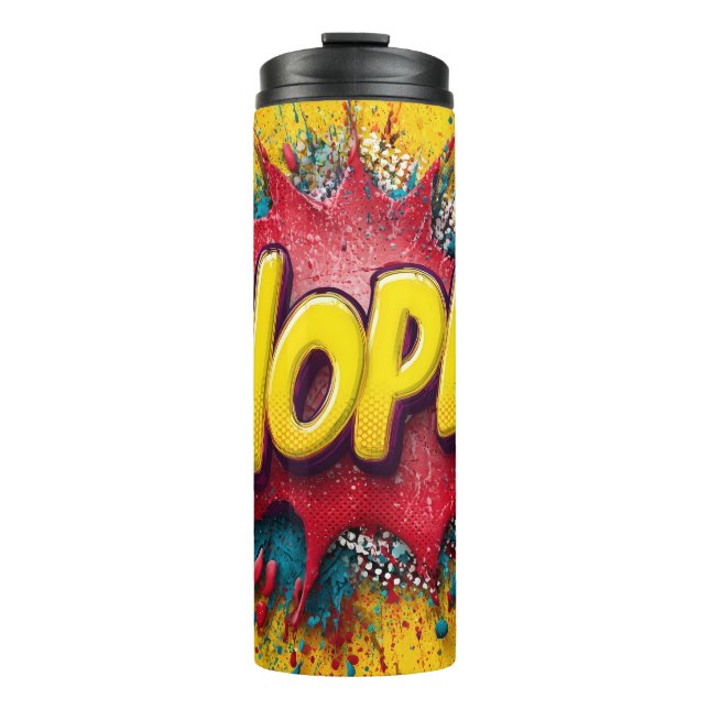 Garrafa Térmica Pop Art Illustration with Bold Yellow 'NOPE (Frente)
