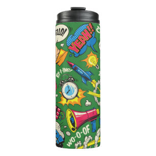 Garrafa Térmica Pop art padrão colorido sem costura com música c
