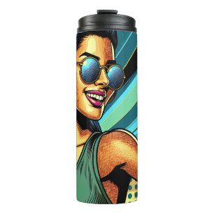 Garrafa Térmica Pop de Arte em Fones de ouvido Dançando