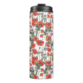 Garrafa Térmica Pópias Vermelhas e Roxas Padrão