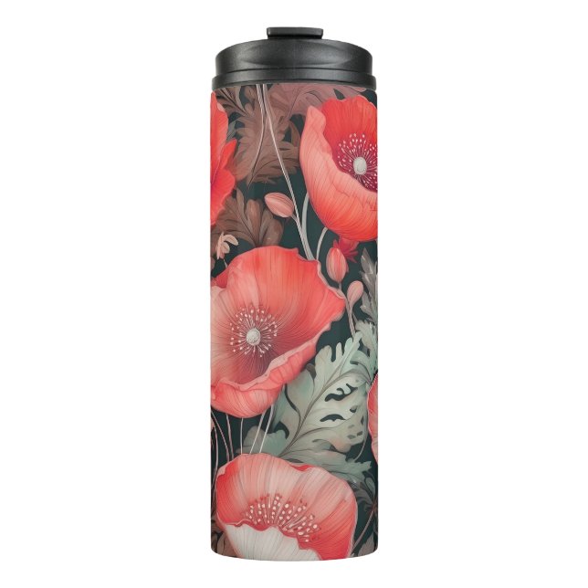 Garrafa Térmica Poppies Red Vintage (Frente)